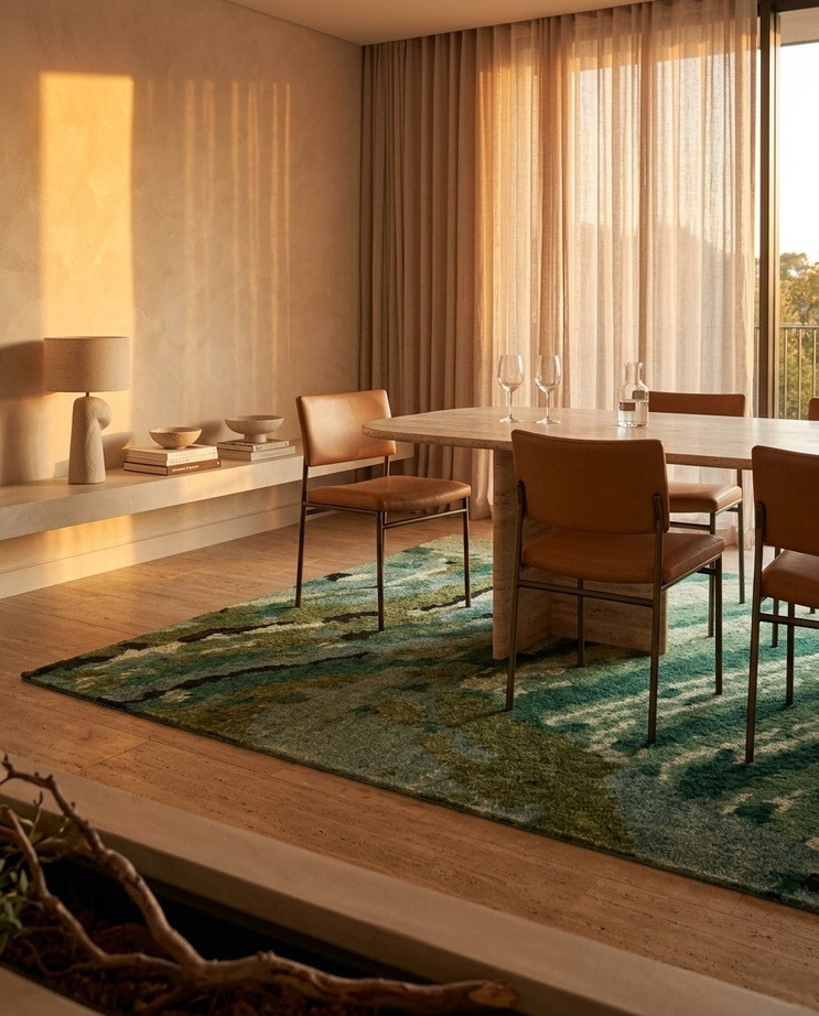 Forest shown in a room — green, persian knot