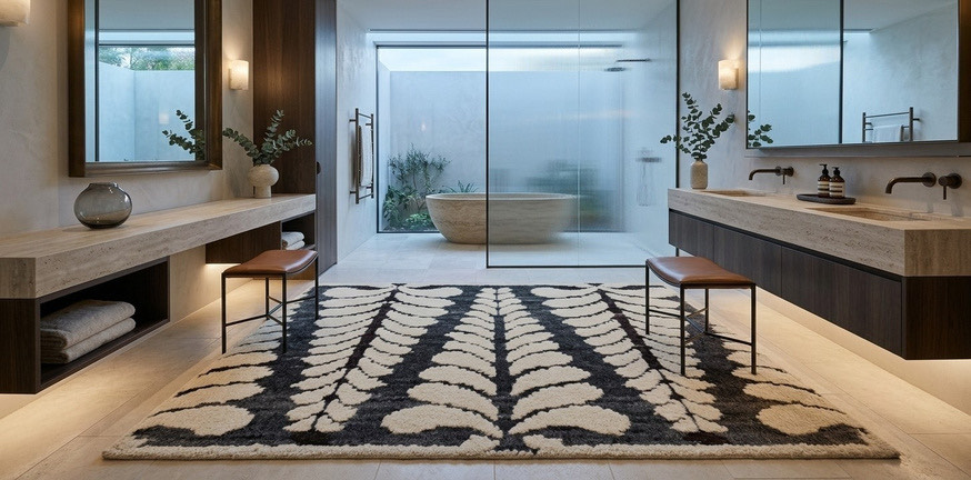 Spruce shown in a room — ivory & charcoal, persian knot