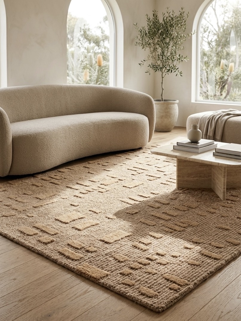 Block II in a room — tibetan knot in alpaca & wool